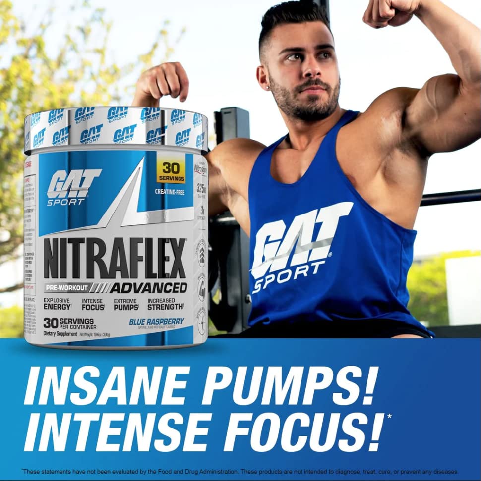 GAT SPORT, Nitraflex Advanced Pre-Workout Powder, Increases Blood Flow, Boosts Strength GAT SPORT