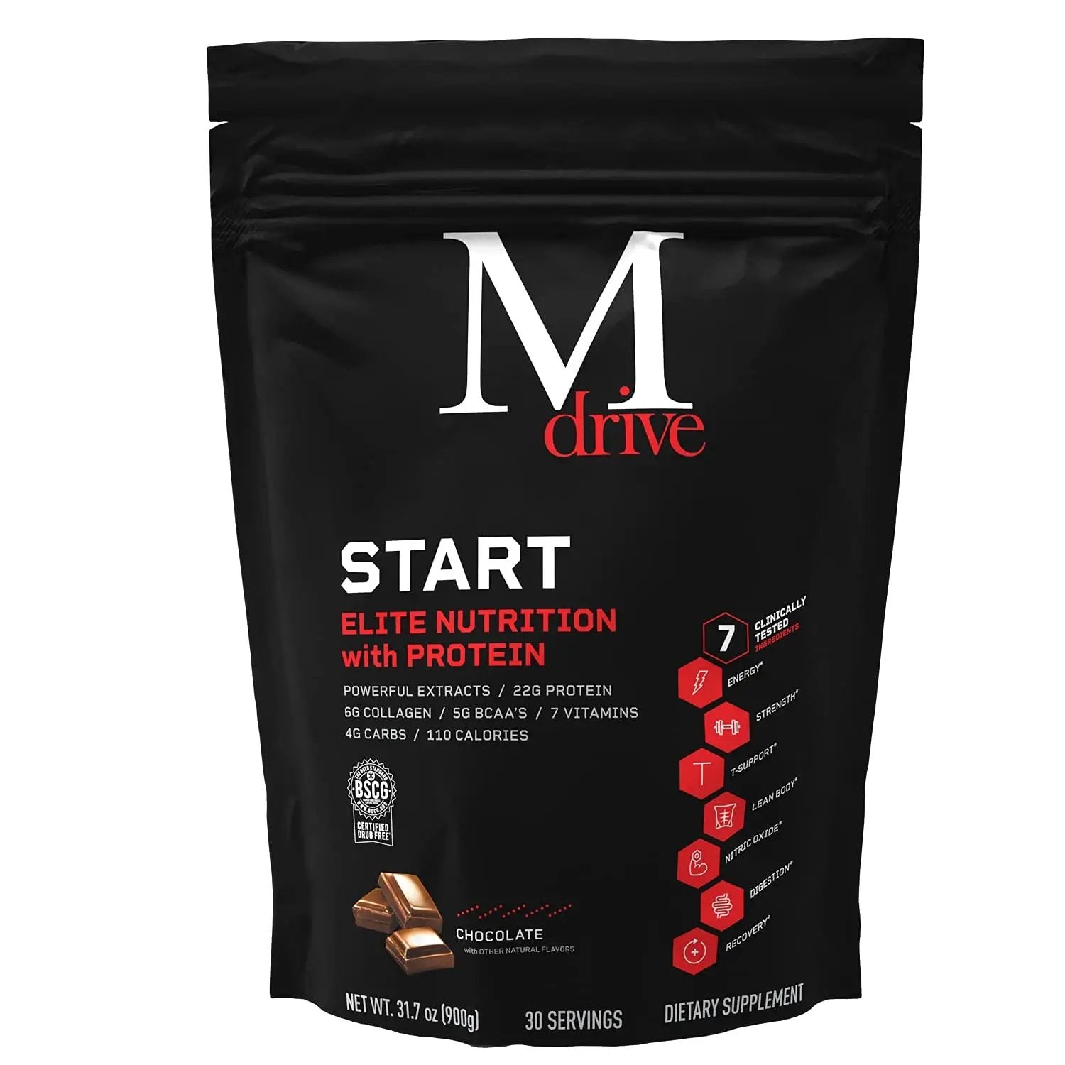 Mdrive Boost & Burn for Men Start Everyday Nutrition & Protein Powder - Natural Energy, Strength, Stress Relief, Lean Muscle, Digestion, Immune Health, Nitric Oxide and Recovery