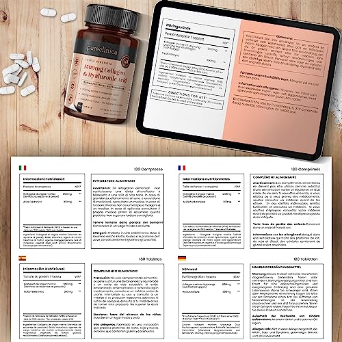 UltraColl Collagen & Hyaluronic Acid 1500mg x 360 Tablets (2 bottles of 180)-1 Years Supply Pureclinica