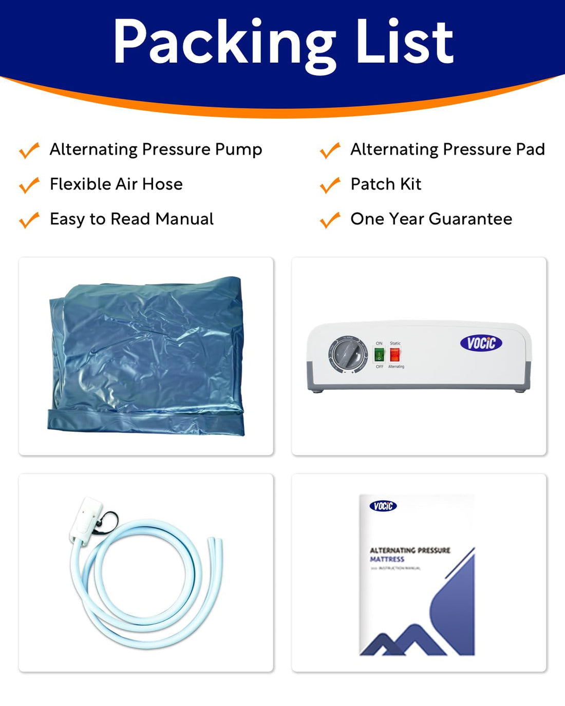 VOCIC Alternating Air Pressure Mattress Pad-with Micro Air Holes & Sleep Mode-Bed Sore