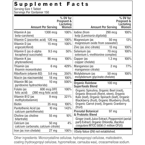 Rainbow Light Prenatal One High Potency Daily Multivitamin with Folate, Ginger and Probiotics