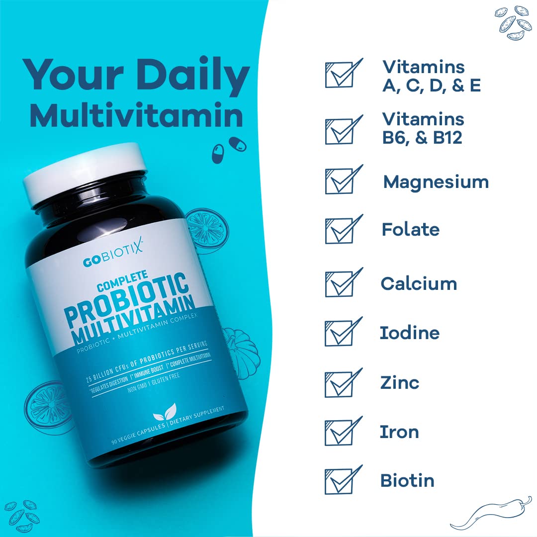 GOBIOTIX Probiotic Multivitamin Supplement - Daily Multivitamins with Probiotics GOBIOTIX