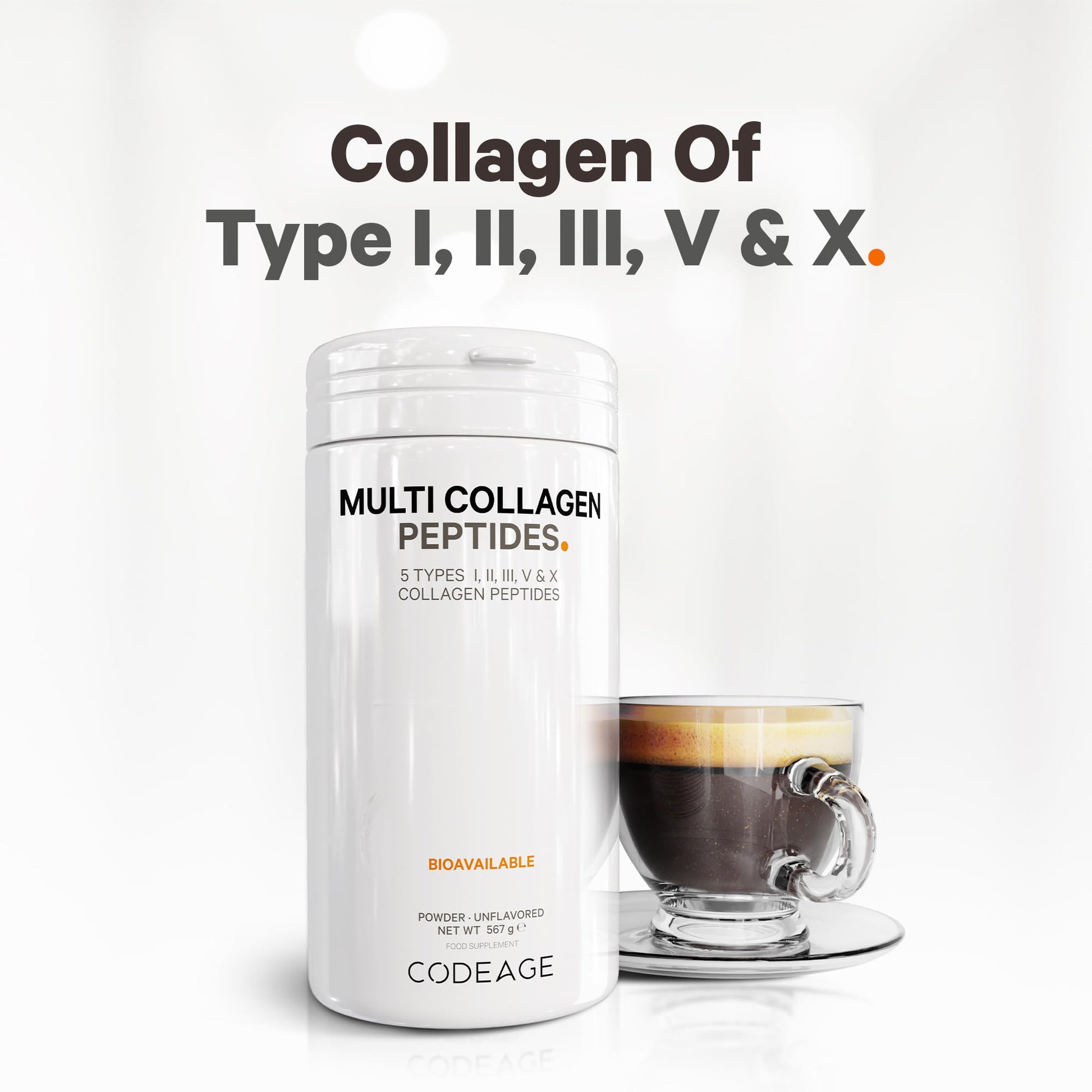 Codeage Multi Collagen Protein Powder Peptides, 2-Month Supply, Hydrolyzed, Type I, II, III, V, X Grass Fed Codeage