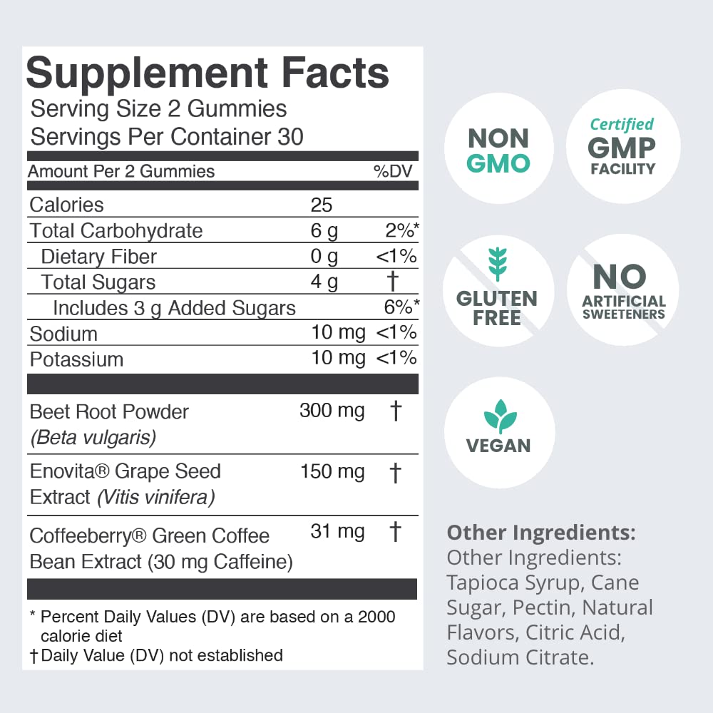 humanN SuperBeets Energy Gummies - Quick Energy & Mental Focus - Help Increase Nitric humanN