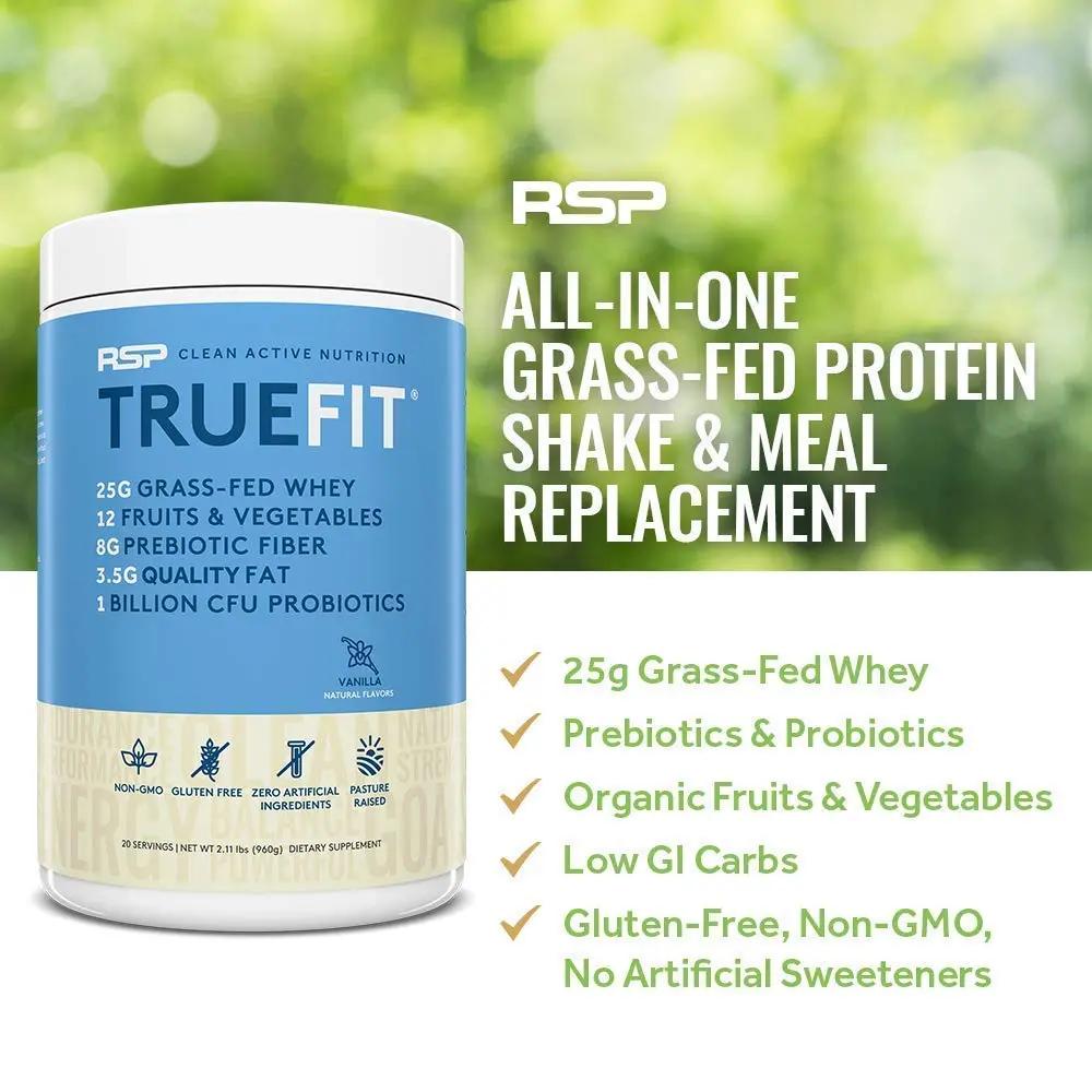 RSP NUTRITION AminoLean Pre Workout Energy (BlackBerry Pomegranate 30 Servings) with TrueFit Protein Powder (Vanilla 2 LB)