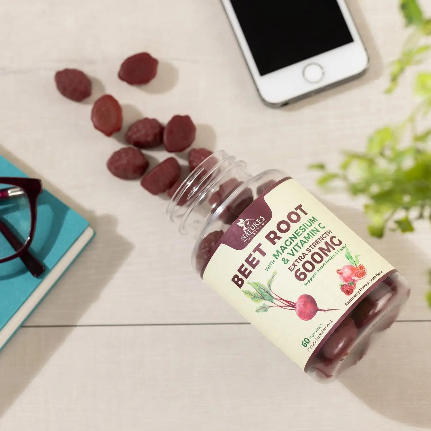 Nature's Nutrition Beet Gummies with Beetroot - Energy & Heart Health Support Nature's Nutrition