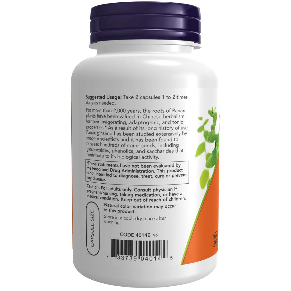 NOW Supplements, Panax Ginseng (Root) 500 mg, Adaptogenic Herb*, 250 Veg Capsules NOW