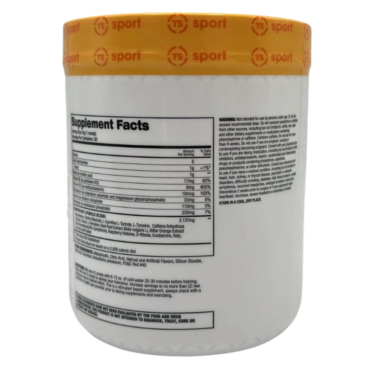 Top Secret Nutrition Cardio Igniter Pre-Workout Supplement with Beta-Alanine, L-Carnitine, and Red Beet Extract, 6.35 oz. (180g), (30 Servings) Fruit Punch