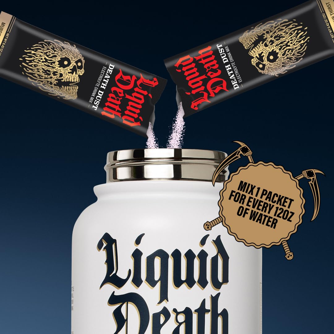 Liquid Death Electrolyte Death Dust - Hydration Powder Packets - 3 Flavors - 12-Stick Liquid Death