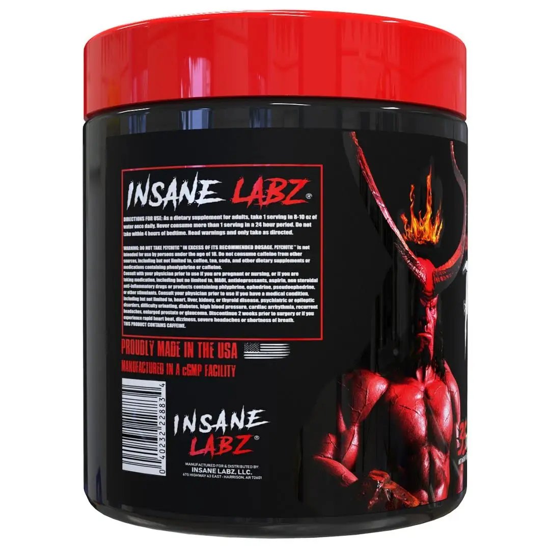 Insane Labz Psychotic, High Stimulant Pre Workout Powder, Extreme Lasting Energy Insane Labz