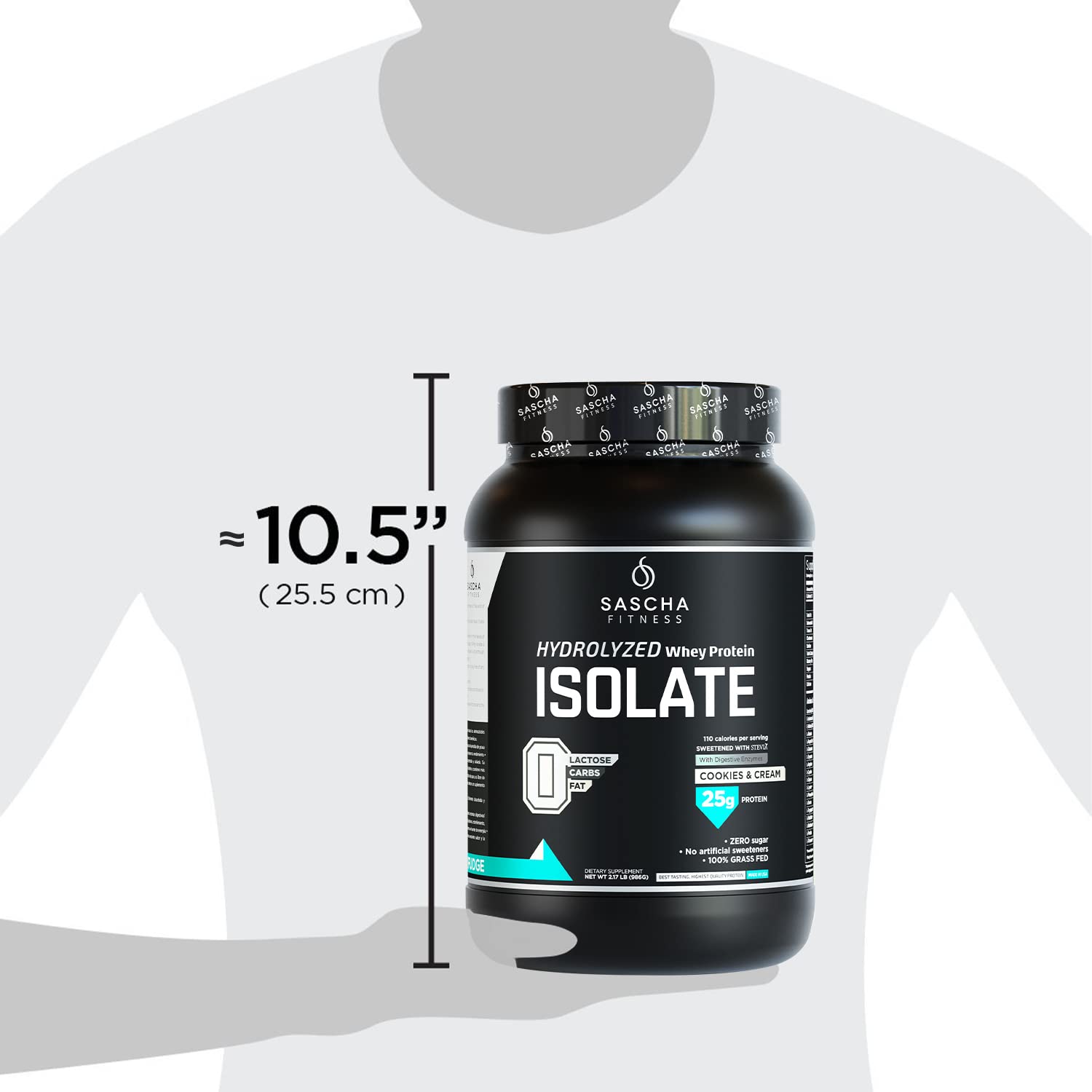 SASCHA FITNESS Hydrolyzed Whey Protein Isolate,100% Grass-Fed (2 Pounds, Cookies SASCHA FITNESS