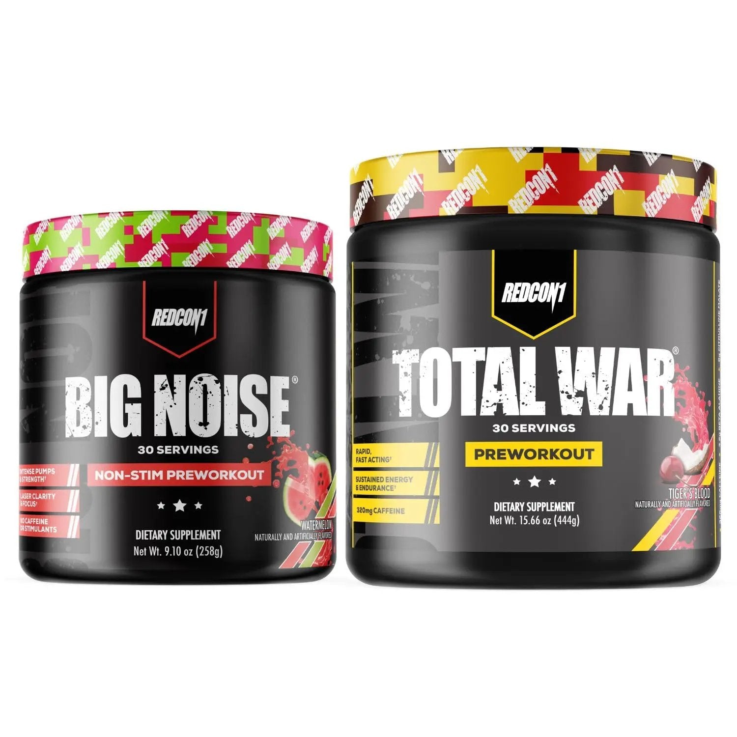 REDCON1 Total War Preworkout (Tiger's Blood) & Big Noise Non-Stim Preworkout Powder