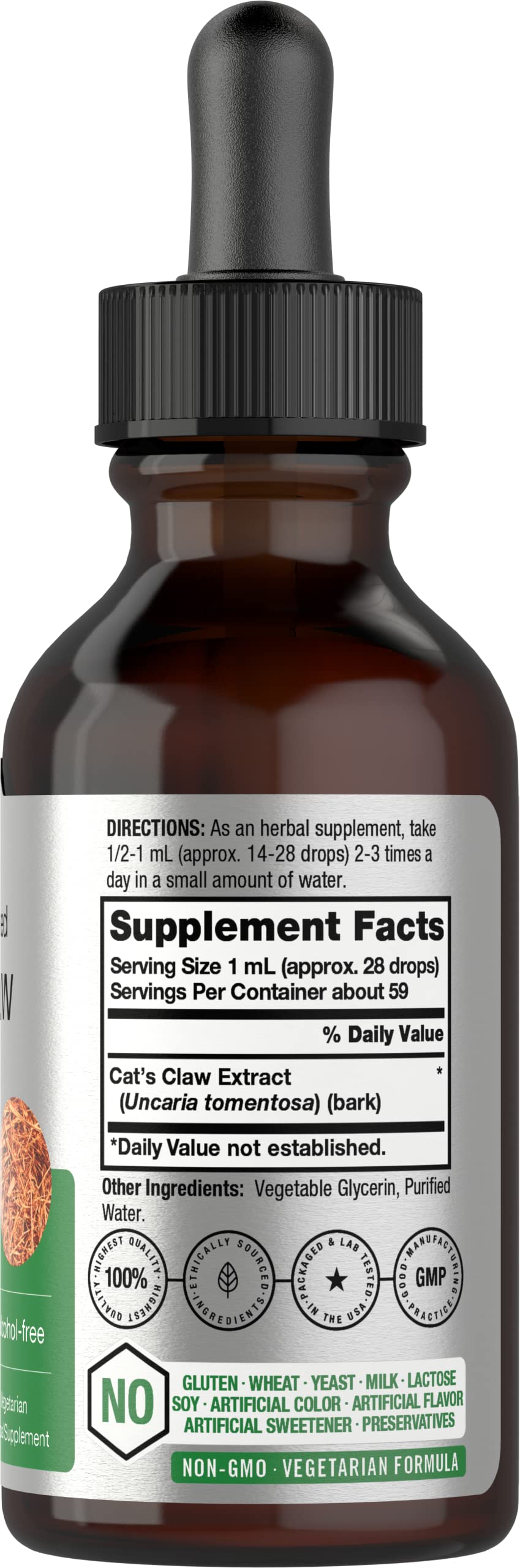 Cats Claw Herb Extract Tincture | 2 Fl Oz | Alcohol Free | Vegetarian, Non-GMO, Gluten Horbäach