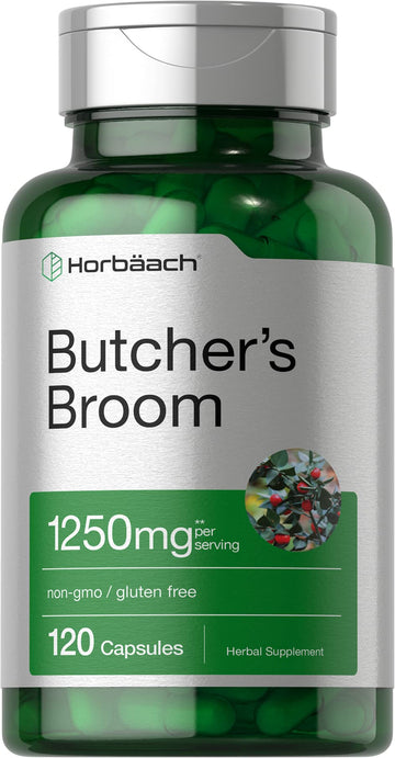 Butchers Broom Capsules 1250mg | 120 Count | Non-GMO, Gluten Free | Traditional Herb