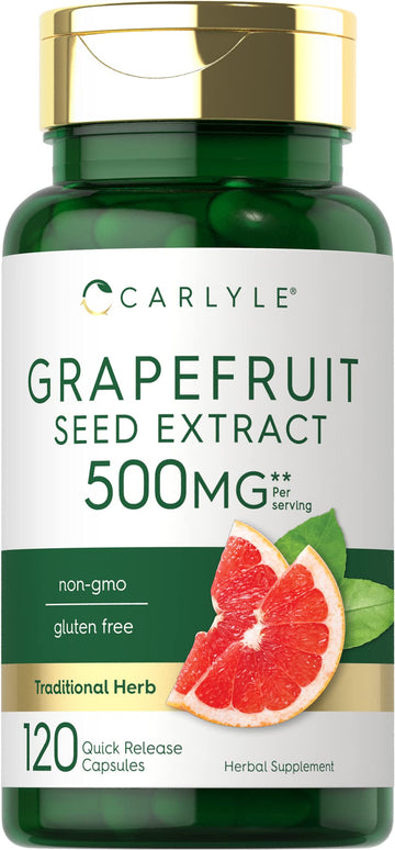 Carlyle Grapefruit Seed Extract | 500 mg 120 Capsules | Maximum Strength | Non-GMO
