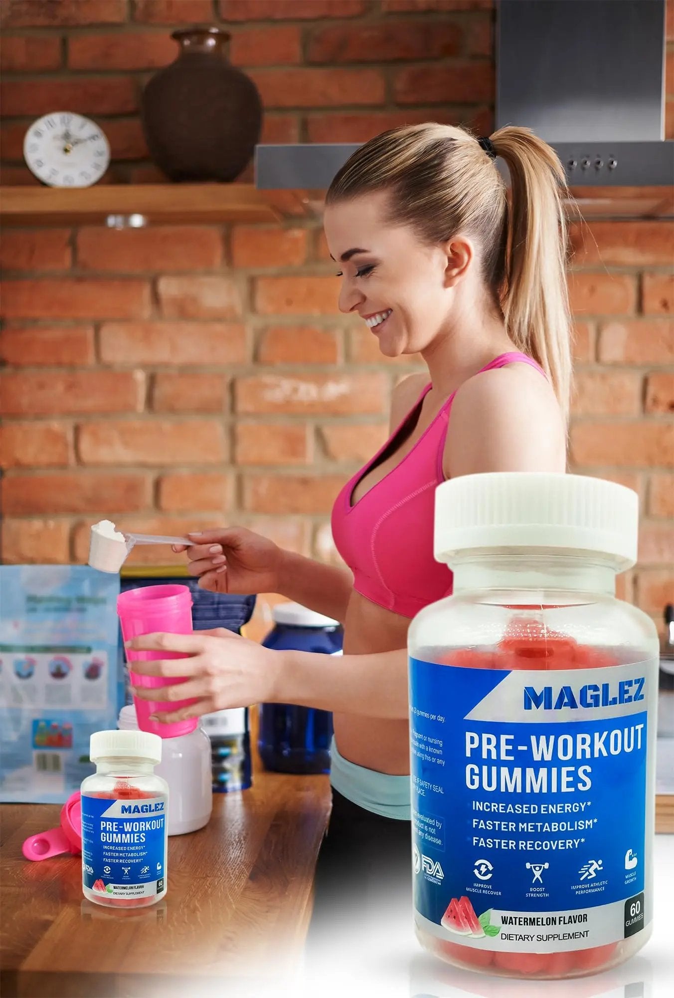 Maglez, Pre Workout Gummies for Men & Women, PreWorkout Gummy with Beta Alanine | Organic Caffeine | Chromium Picolinate | Gluten free, Vegan, increased energy, faster metabolism & recovery (60 gummy)
