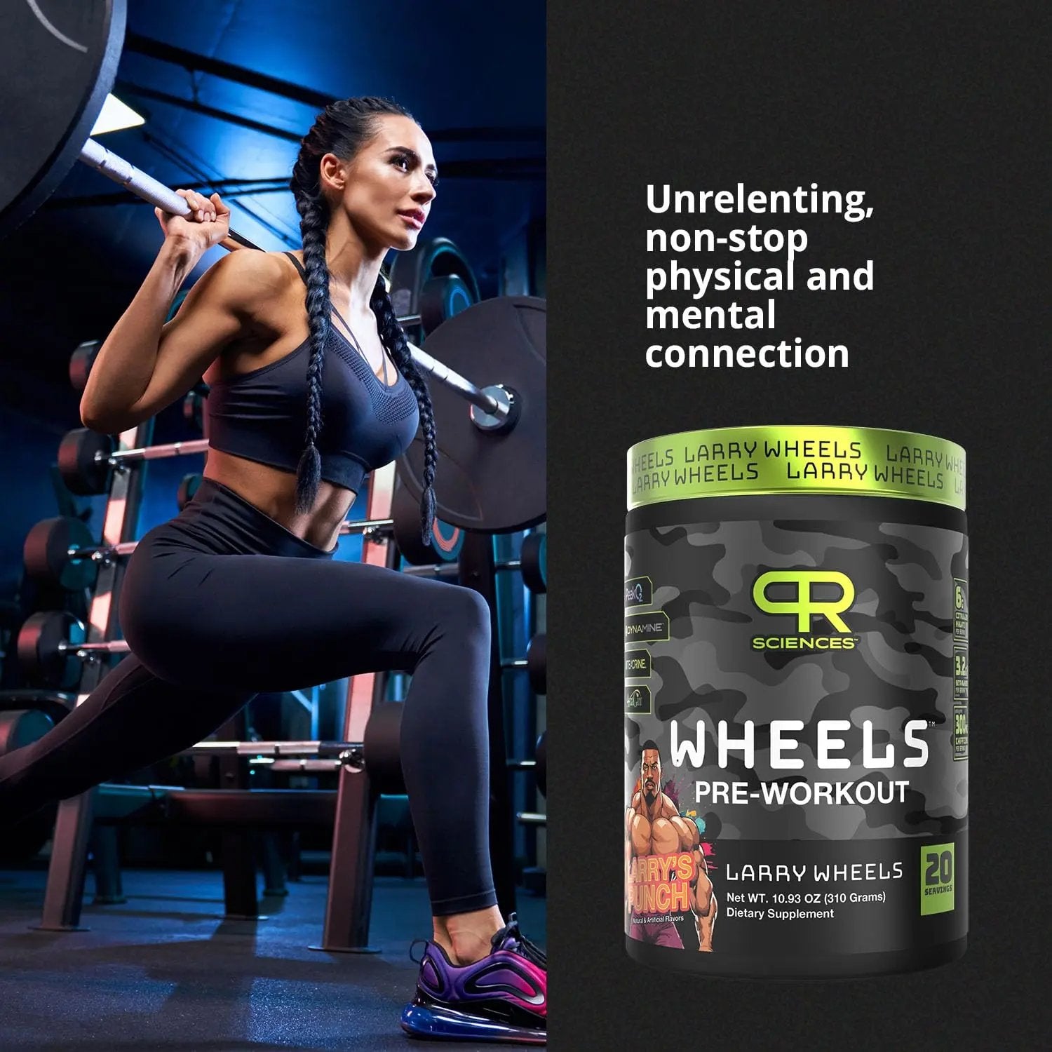 Larry Wheels' PR Preworkout - Enhance Performance with 6g Citrulline, 3.2g Beta Alanine, 300mg Caffeine - Powerful Pre-Workout Supplement for Men & Women - 20 Servings, Larry's Punch Flavor