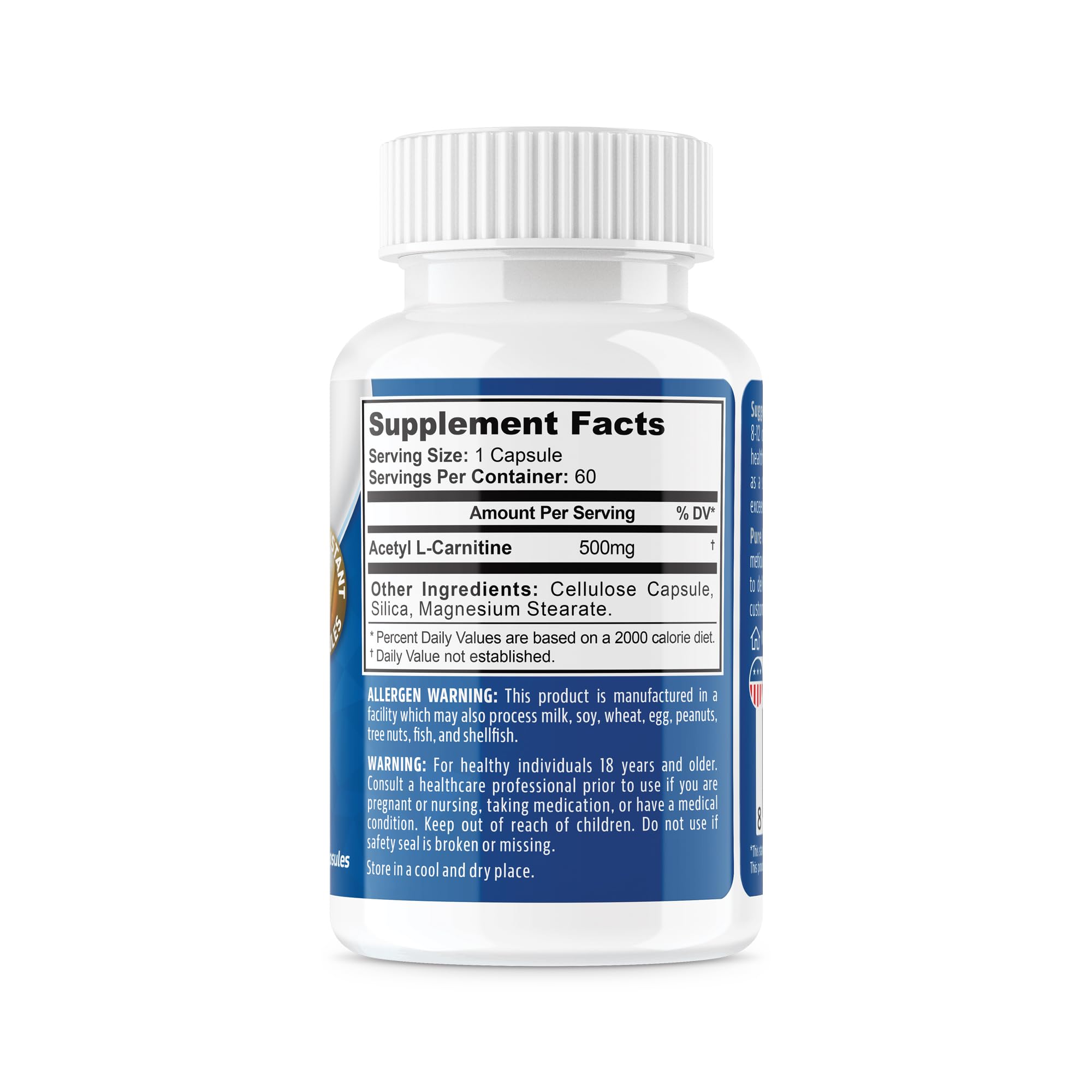 NeuropAWAY Elements Acetyl L-Carnitine 500mg 60ct Acid Resistant Capsules (60 500mg NeuropAWAY