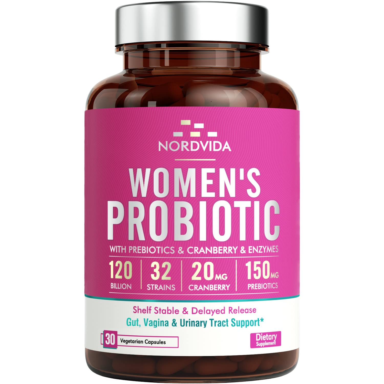 NordVida Women's Probiotic, 120 Billion & 32 Strains, Shelf Stable Probiotic for Gut