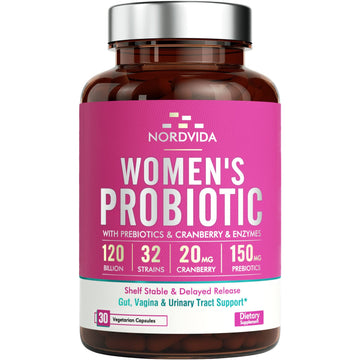 NordVida Women's Probiotic, 120 Billion & 32 Strains, Shelf Stable Probiotic for Gut