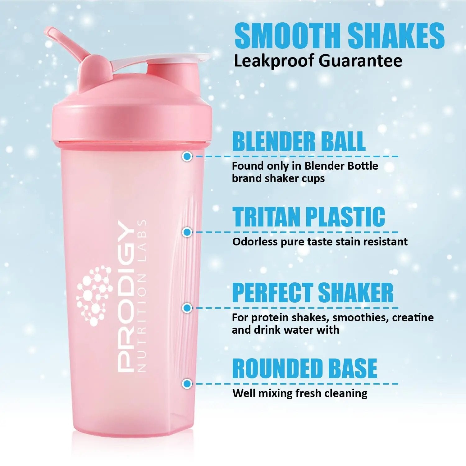 Protein Shaker 20oz Large Shaker Bottle Perfect for Workout Supplements, Protein powder, Sports drinks, BCAA'S, Meal Replacement, BPA Free, Fitness Enthusiasts Athletes - Pink