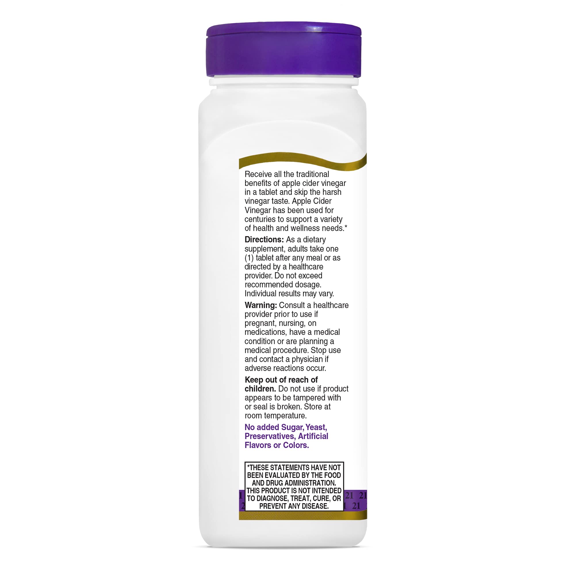 21st Century Apple Cider Vinegar 300mg Tablets, 250 Count