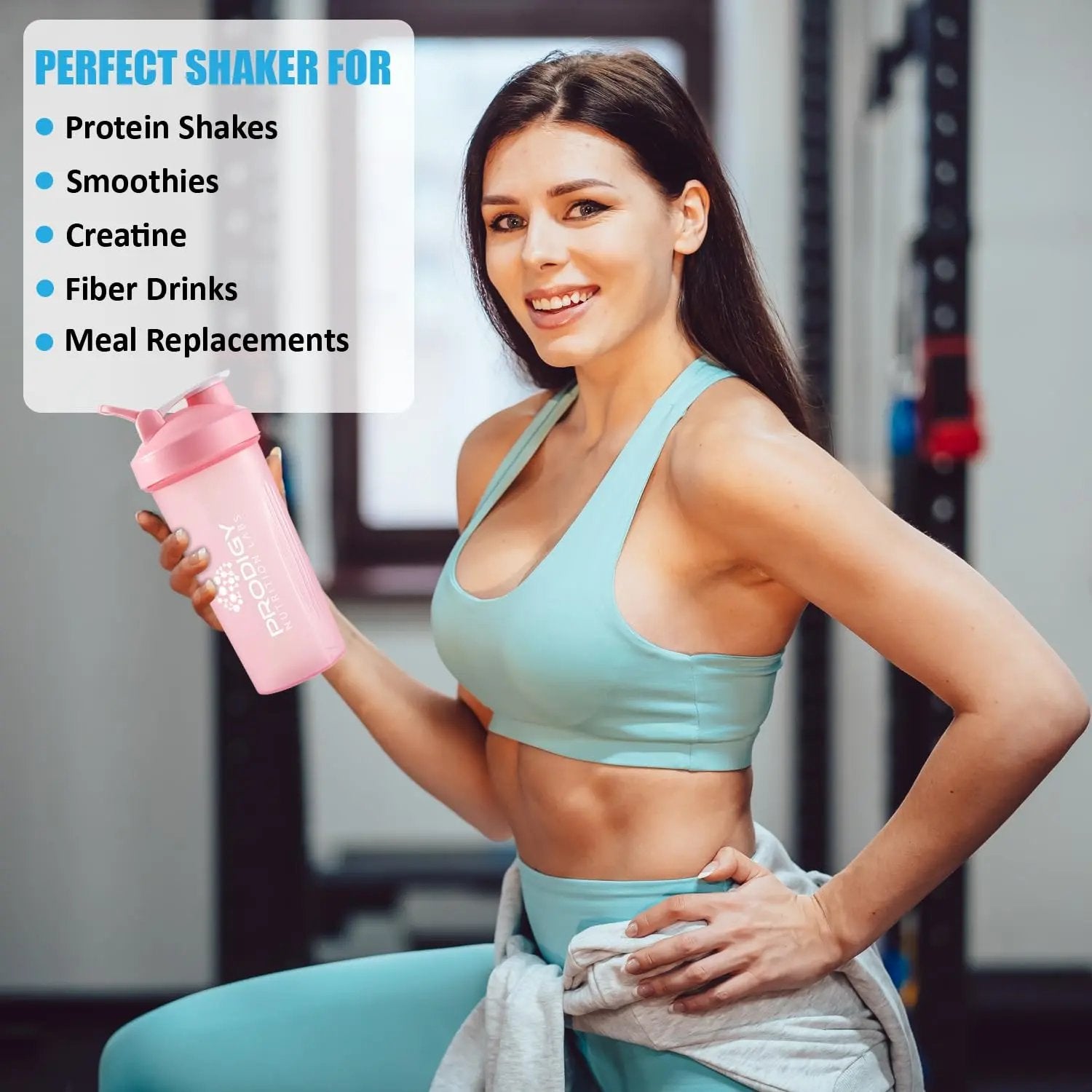 Protein Shaker 20oz Large Shaker Bottle Perfect for Workout Supplements, Protein powder, Sports drinks, BCAA'S, Meal Replacement, BPA Free, Fitness Enthusiasts Athletes - Pink