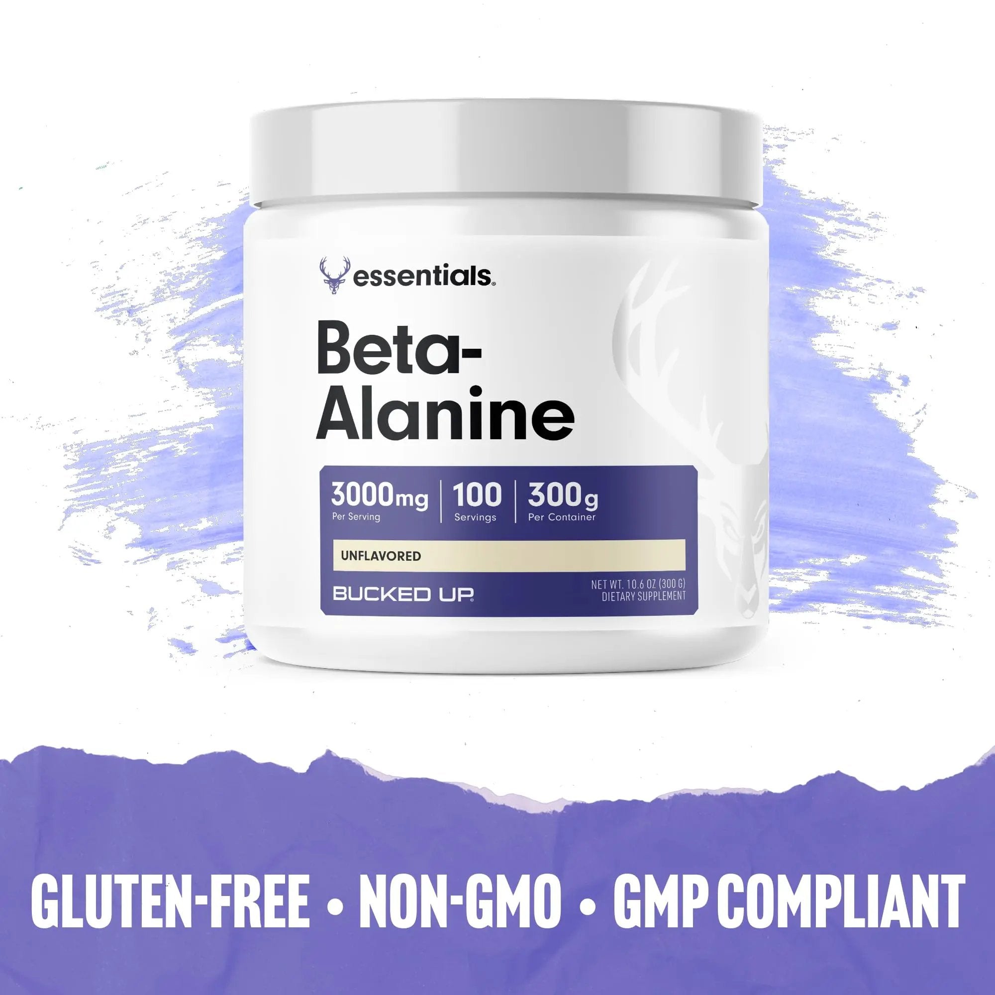 Bucked Up Beta Alanine 300mg Powder, Non-GMO, Gluten-Free, Unflavored (100 Servings) Bucked Up