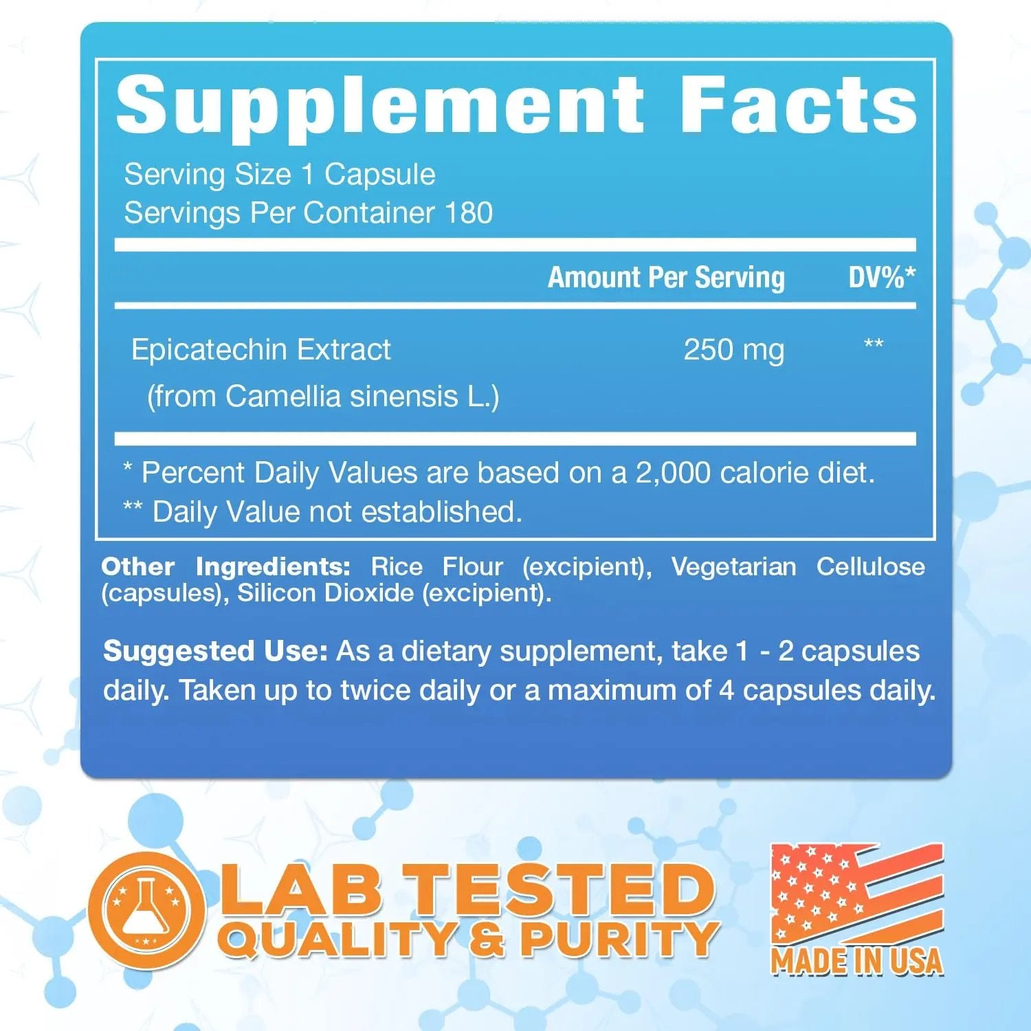 Muscle Empire Epicatechin Extract Capsules | EPI 250mg | 180 Pill Count | Supports Lean Muscle Growth, Nitric Oxide Booster & Myostatin Inhibitor