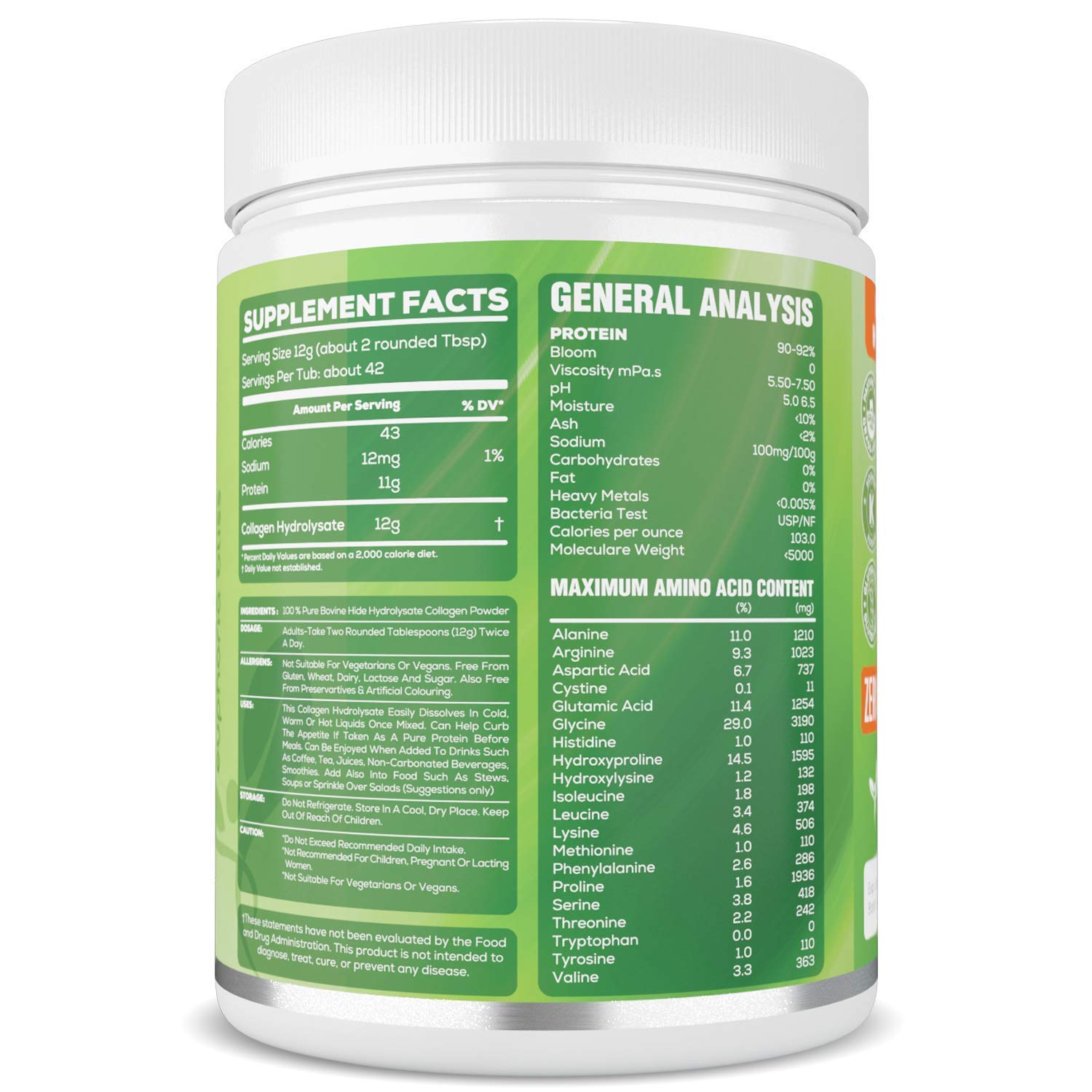 Premium Collagen Powder 500g Unflavoured High Grade Hydrolysed Collagen Joints, Bones, Gut, Wrinkles, Hair, Skin, Nails, Pain, Injury, Sleep, Fitness, Keto Euphoria Bliss