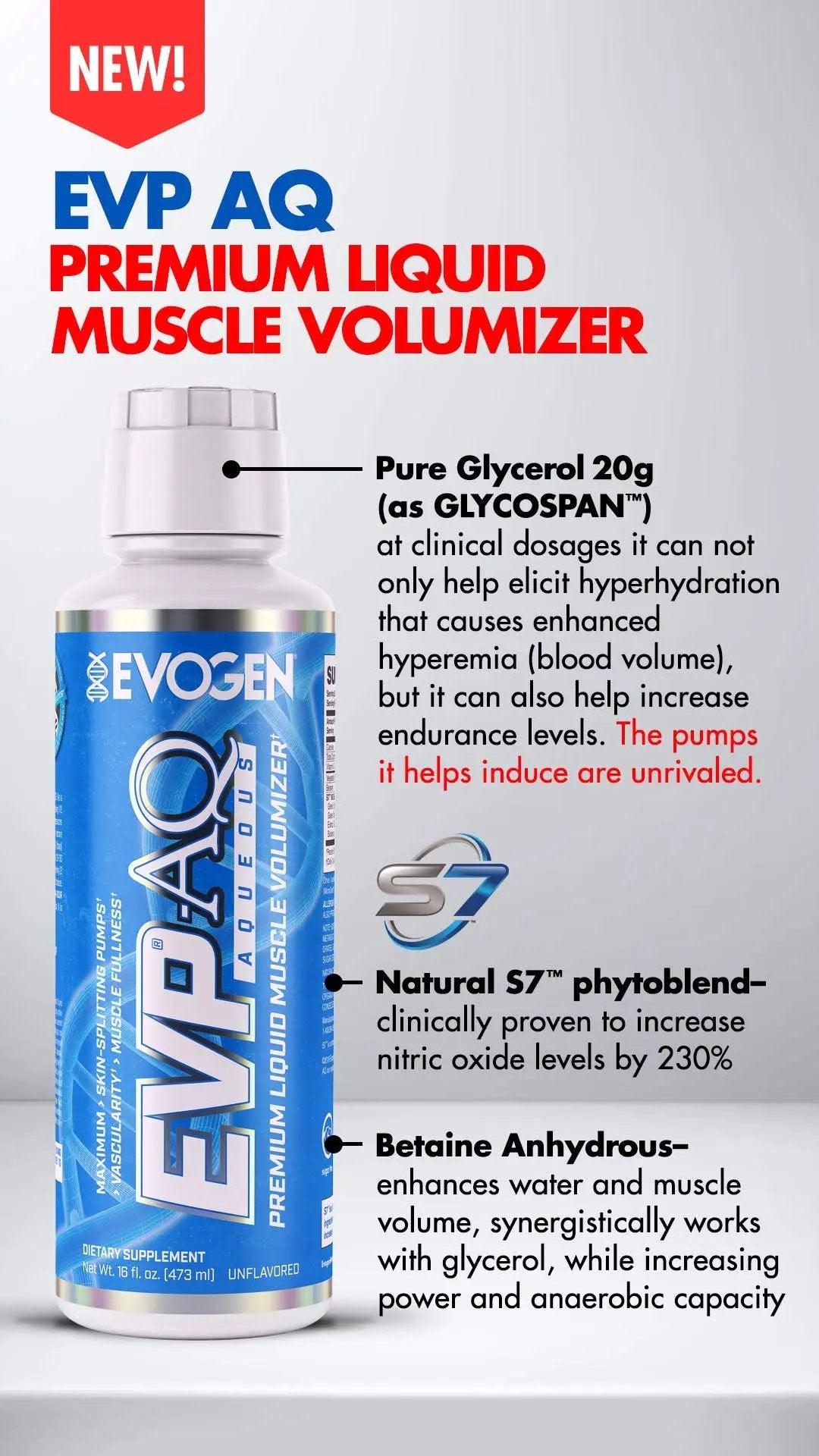 Evogen EVP AQ Unflavored | Premium Liquid Glycerol, Betaine anhydrous, S7, Sodium Evogen