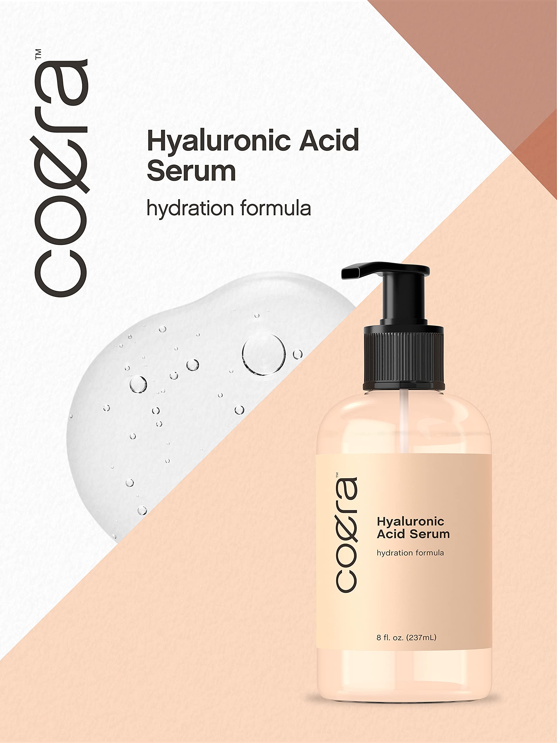 Hyaluronic Acid Serum for Face & Skin | 8 oz | Paraben & SLS Free Moisturizer | Packaging Coera