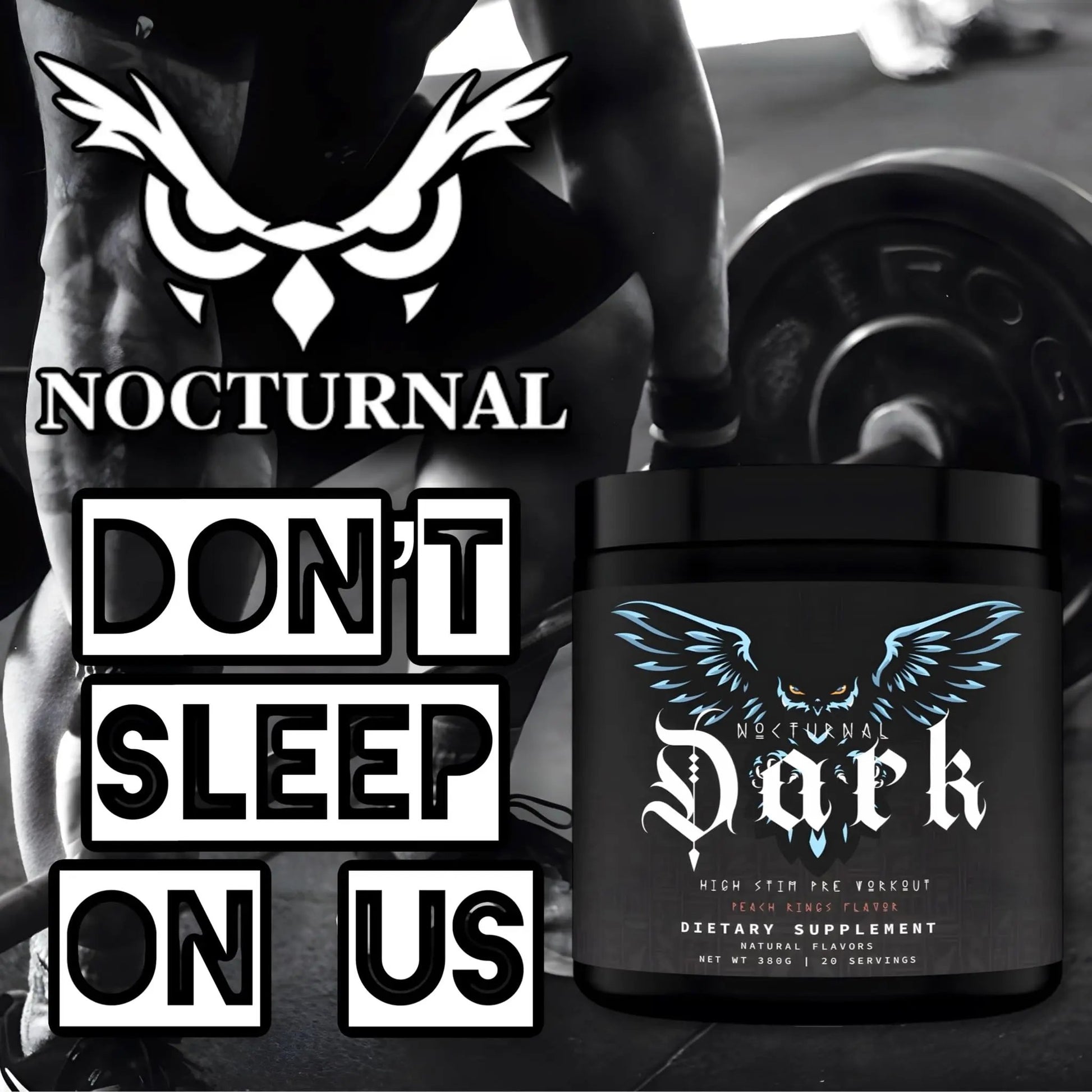 Nocturnal Labz Dark High Stim Pre Workout Powder | Potent Pre-workout Formula for Men & Women, Maximize Energy, Focus, Endurance, Citrulline Malate, Caffeine, Beta-Alanine, (20 Servings) (Peach Rings)