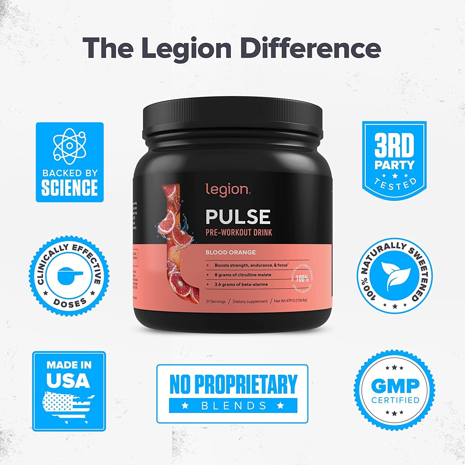 LEGION Pulse Pre Workout Supplement - All Natural Nitric Oxide Preworkout Drink LEGION
