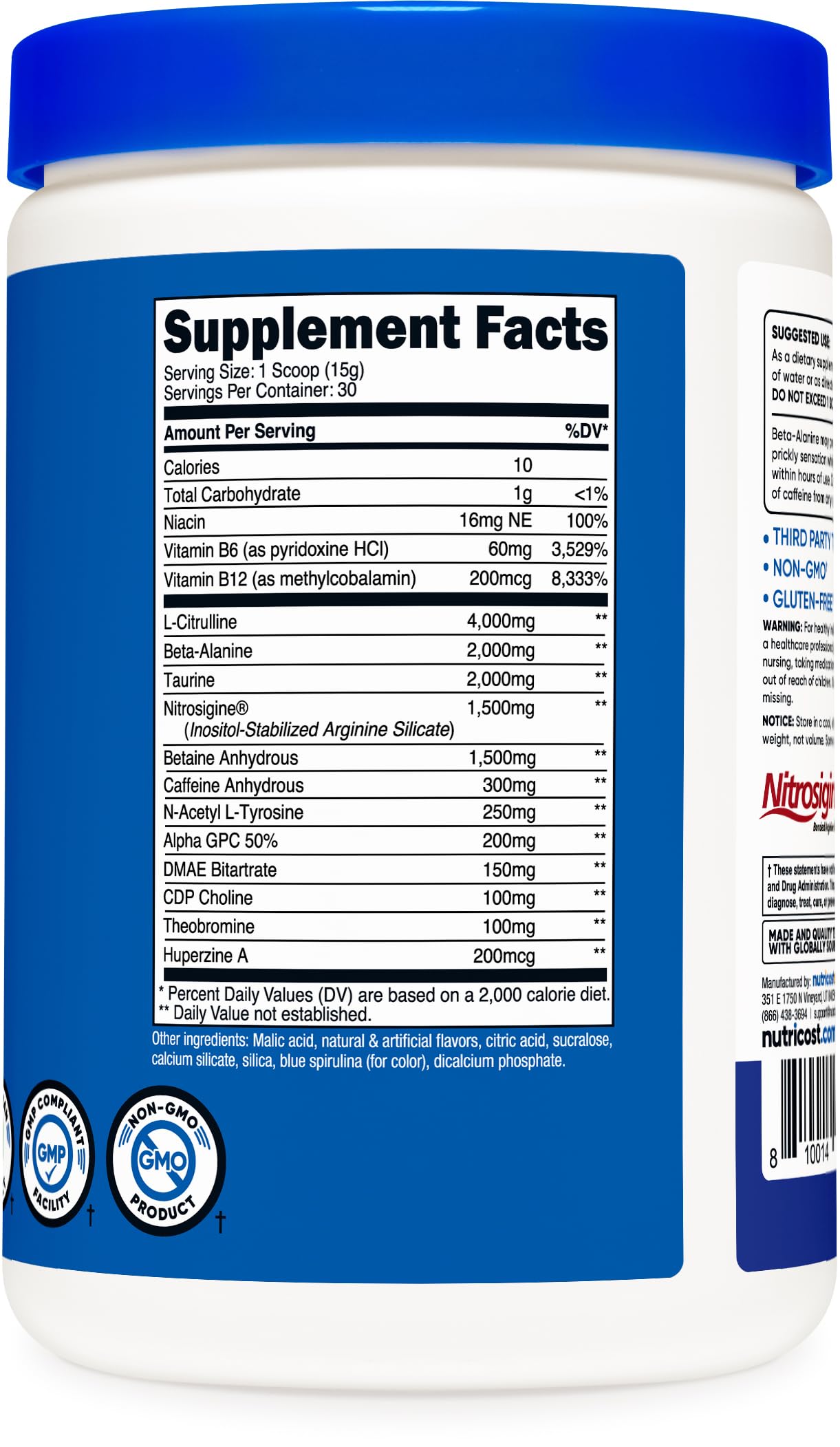 Nutricost Pre-X Xtreme Pre-Workout Powder Complex, Blue Raspberry, 30 Servings Nutricost