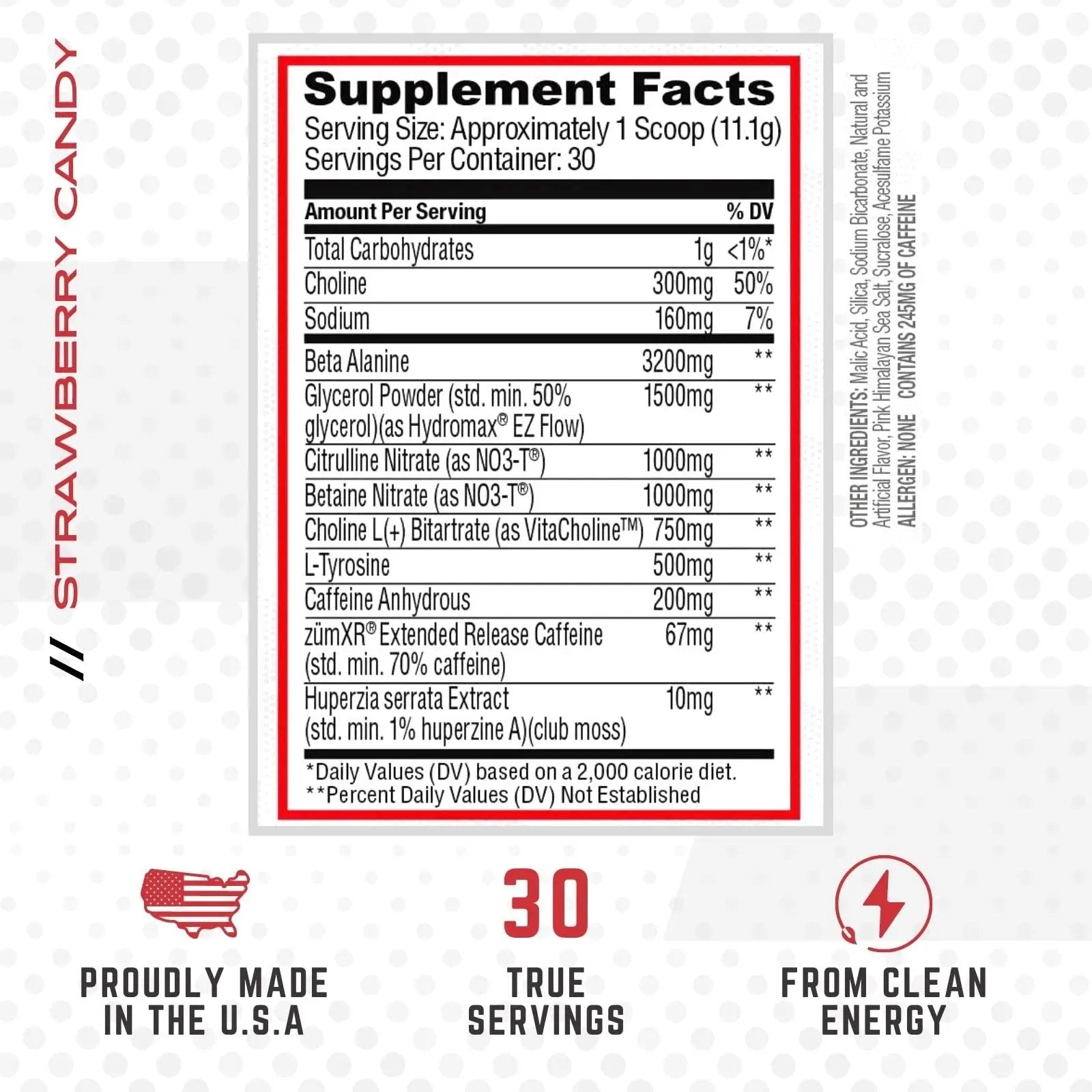 Purus Labs NOXYGEN PREWORKOUT Powder, 30 Servings (Strawberry Candy)
