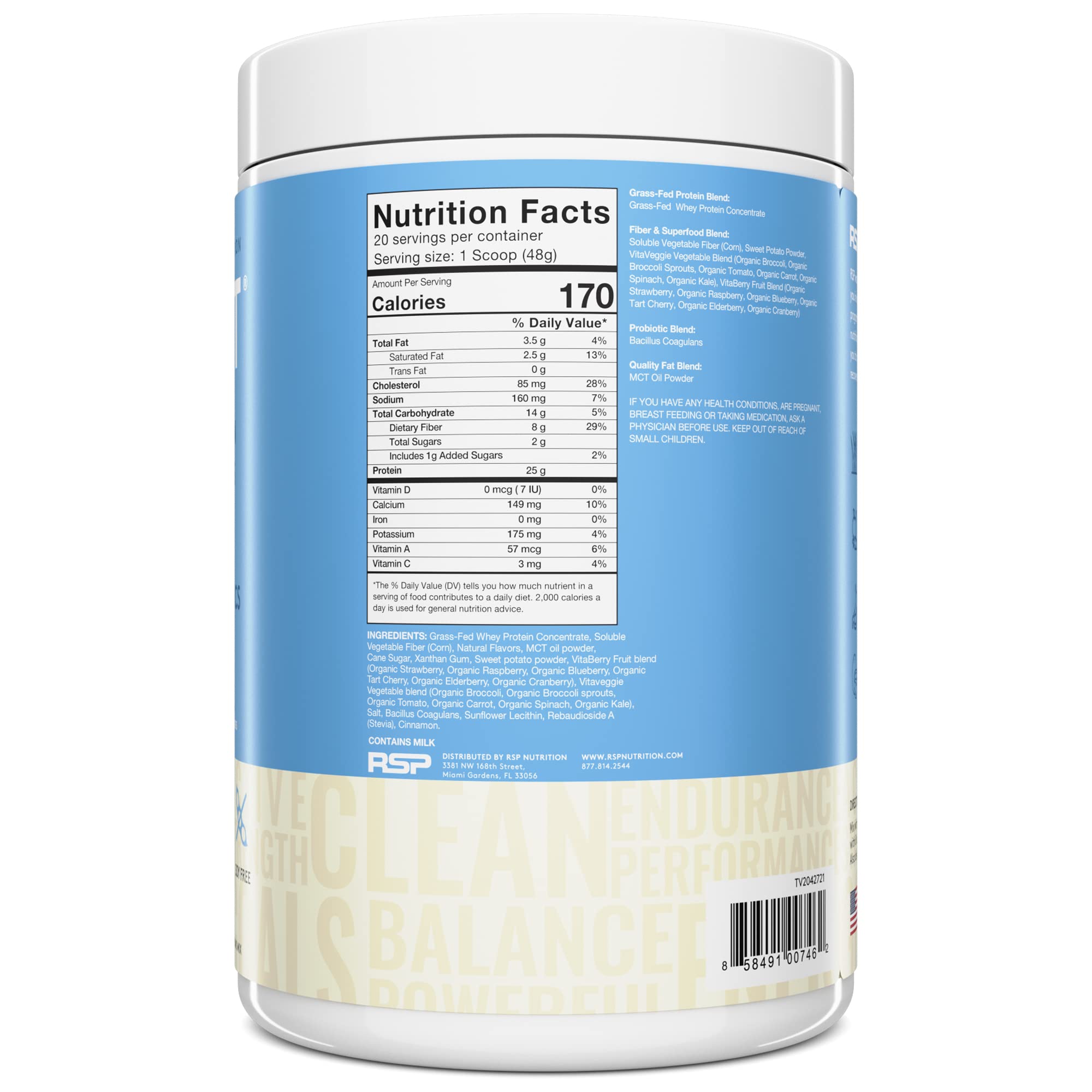 TrueFit Meal Replacement Shake Protein Powder, Grass Fed Whey + Organic Fruits RSP NUTRITION