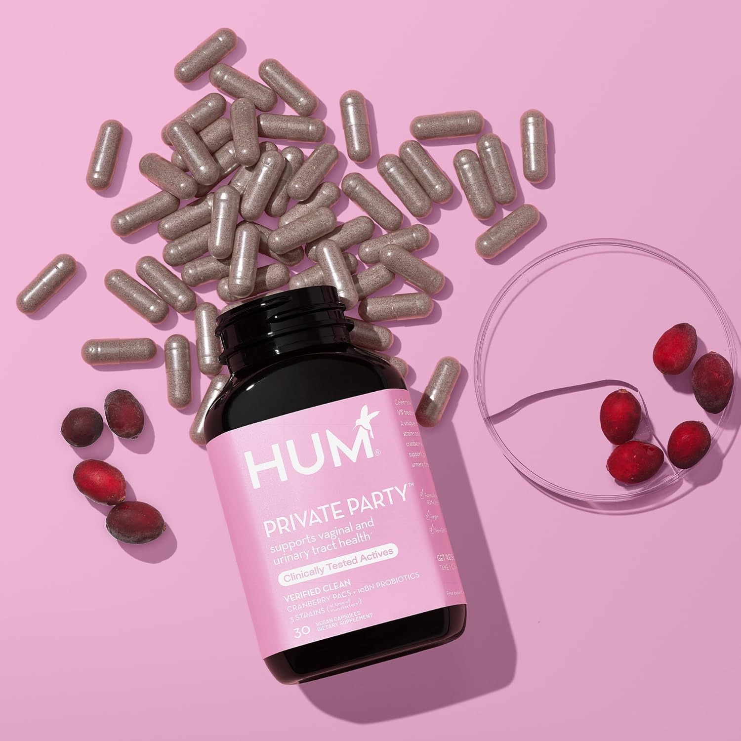 HUM Private Party Pills - Vaginal Probiotics for Women's Ph Balance with Cranberry HUM