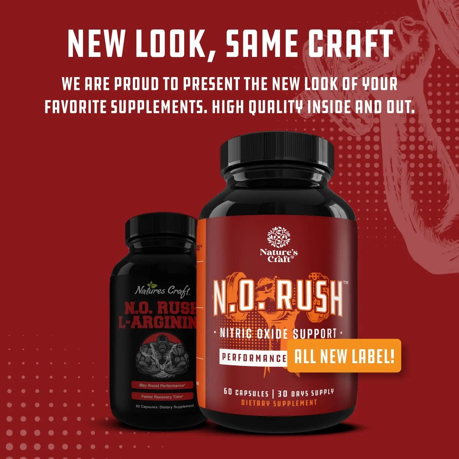 Nitric Oxide Support Pills - Natural Workout Supplement & Exercise Enhancer - Boost Energy Strength Recovery Muscle Builder - Pure L-Arginine & L-Citrulline Amino Acid Capsules - by Natures Craft