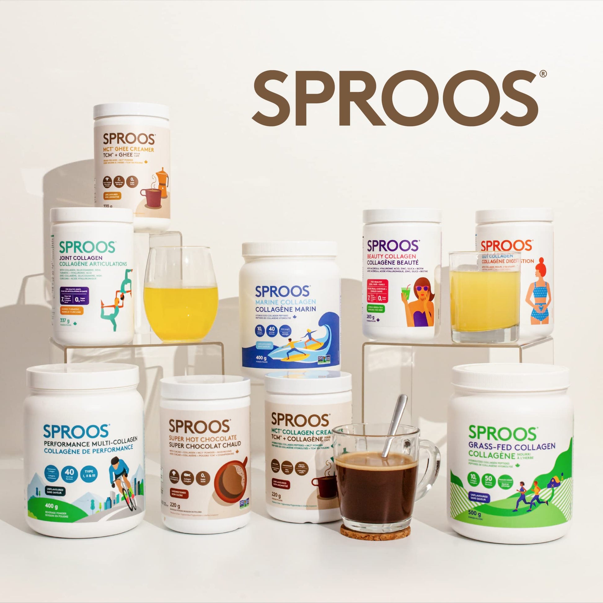 SPROOS - MCT Collagen Creamer - Beverage Powder - Hydrolised Collagen Peptides & MCT Powder - Healthy Fats SPROOS