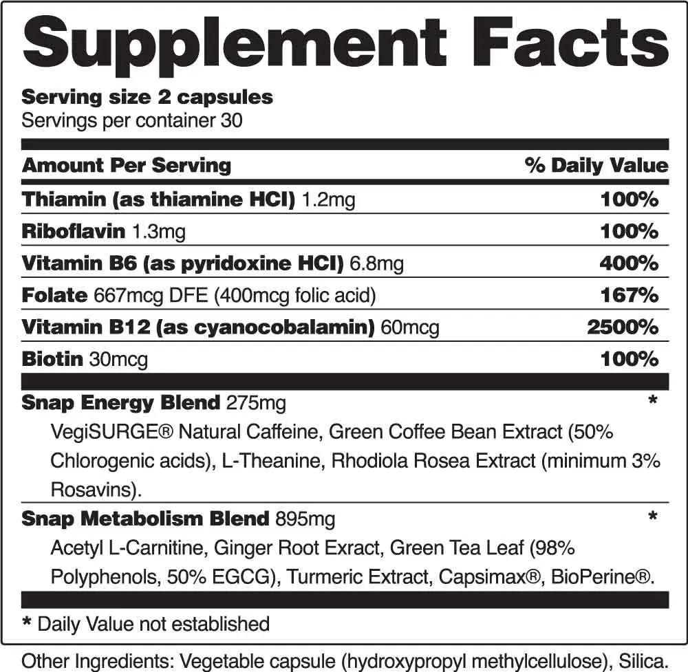 Snap Supplements Nitric Oxide Gummies and Energy Capsules