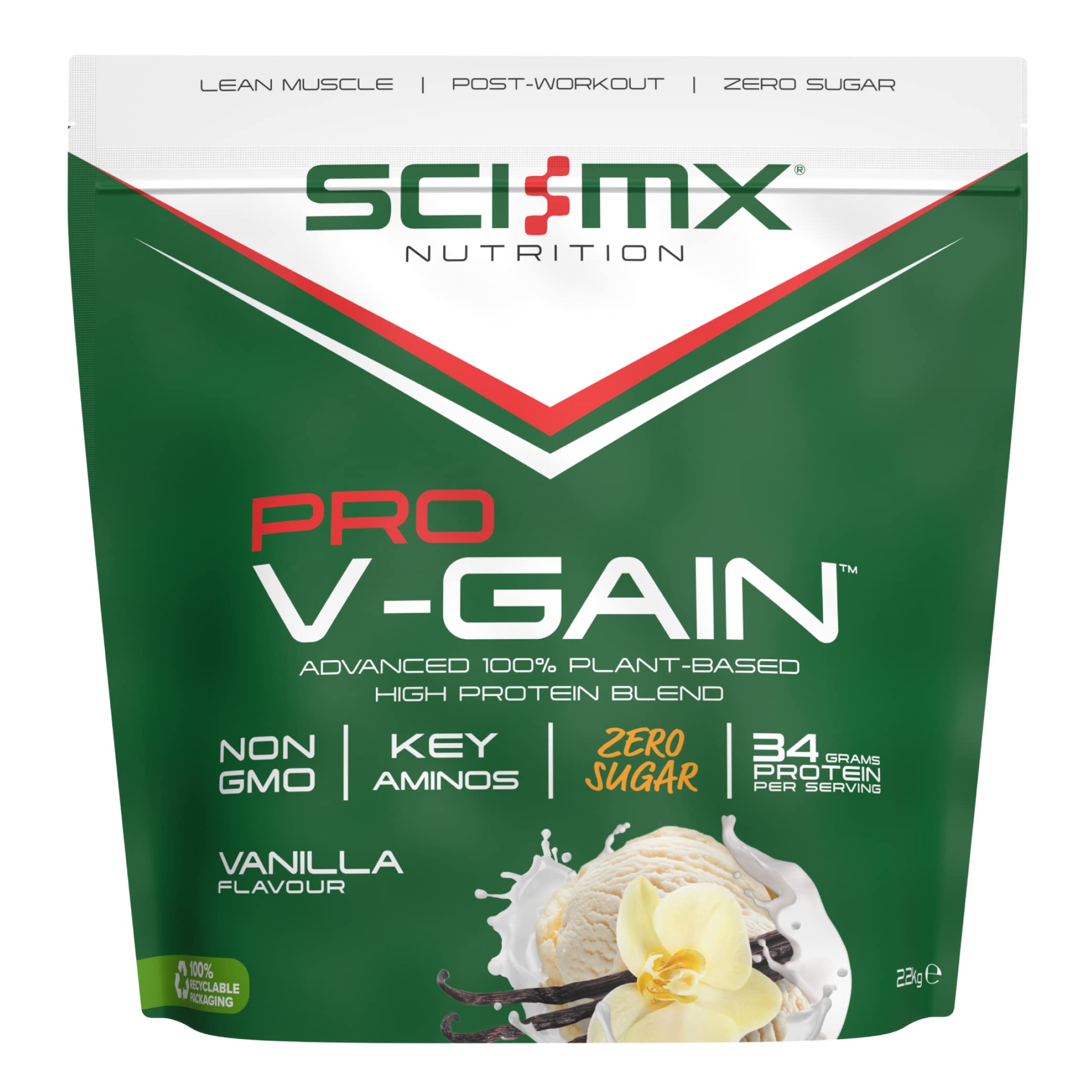 SCI-MX Pro-V Gain - 100% Vegan Vanilla Flavour Soy Protein Powder Isolate + B12 + Magnesium