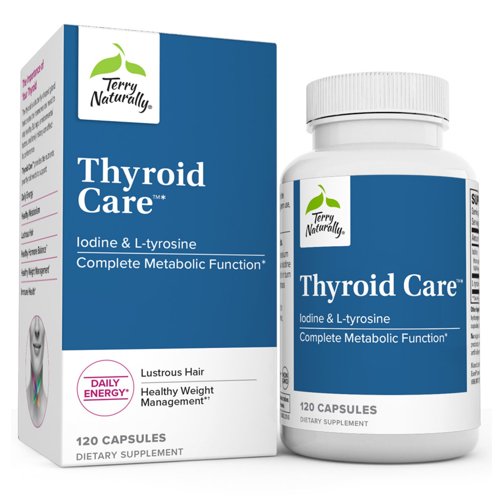 Terry Naturally Thyroid Care - 120 Capsules - Complete Metabolic Function - with Iodine