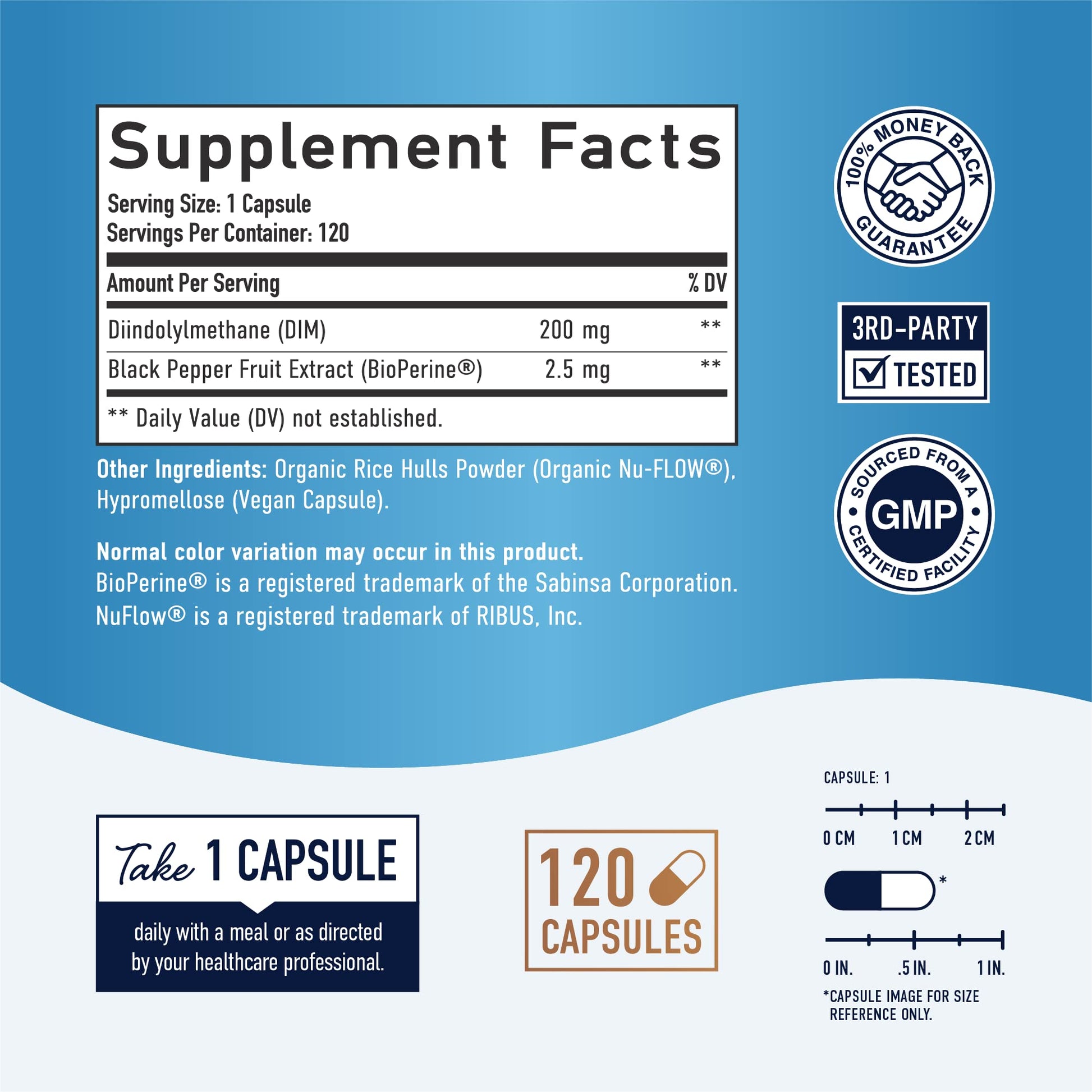 DIM Supplement 200 mg (120 Ct) | Estrogen Balance for Women & Men | Hormone Balance SMNutrition