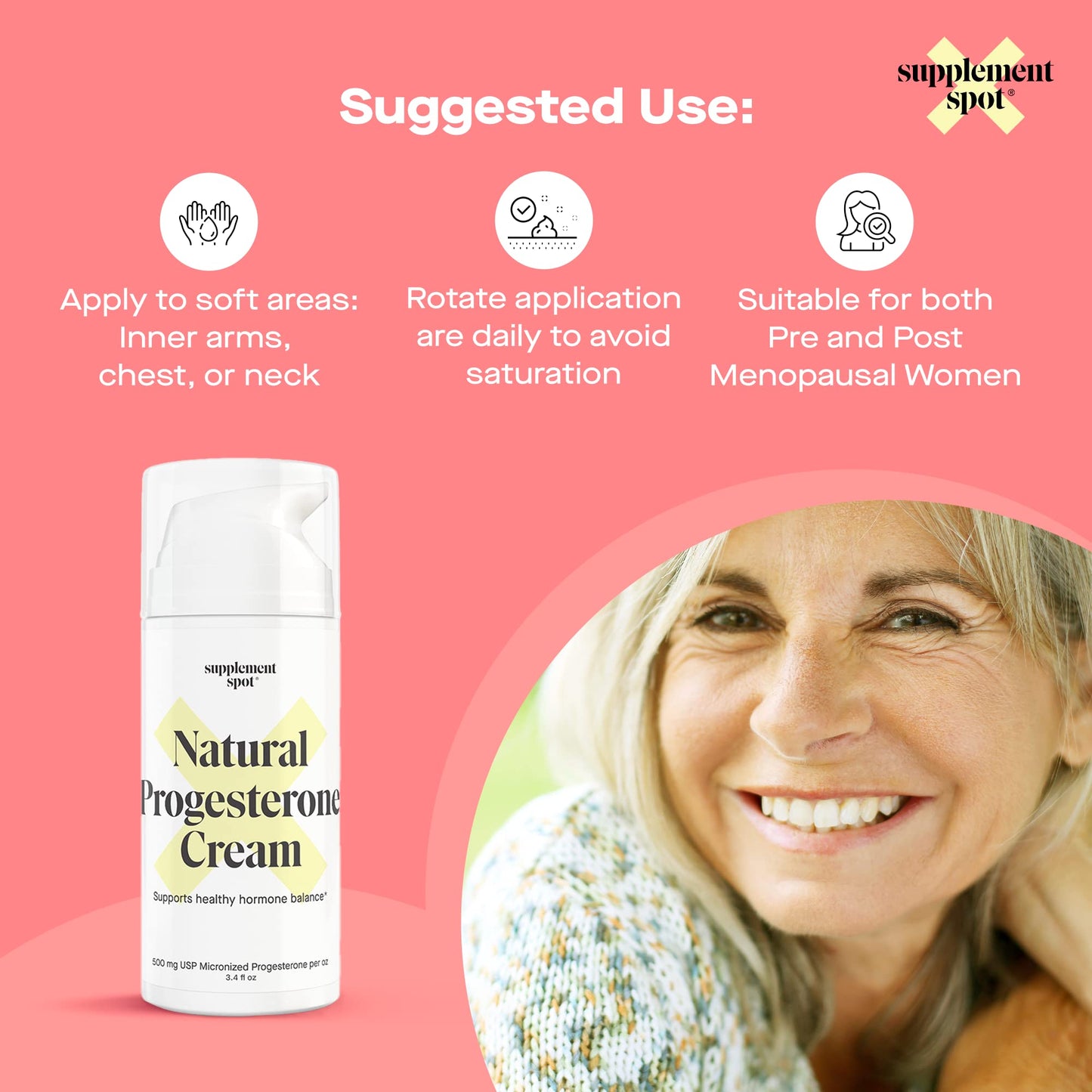 Supplement Spot Natural Progesterone Cream for Women – Micronized Bioidentical Progesterone Cream