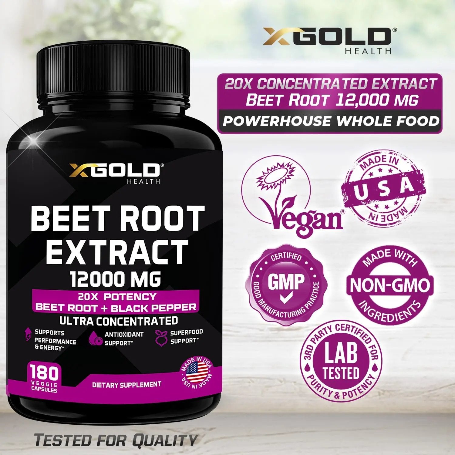 Beet Root Extract Capsules - 12000mg 20x Concentrated Beet Root Capsules Supplement X Gold Health