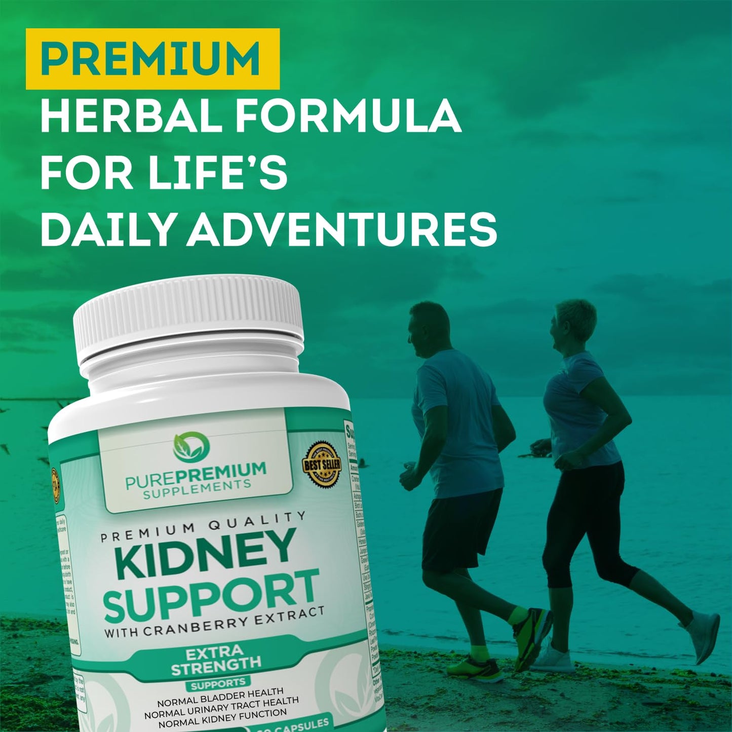 PurePremium Kidney Support Supplement with Cranberry Extract - Kidney Cleanse, Detox
