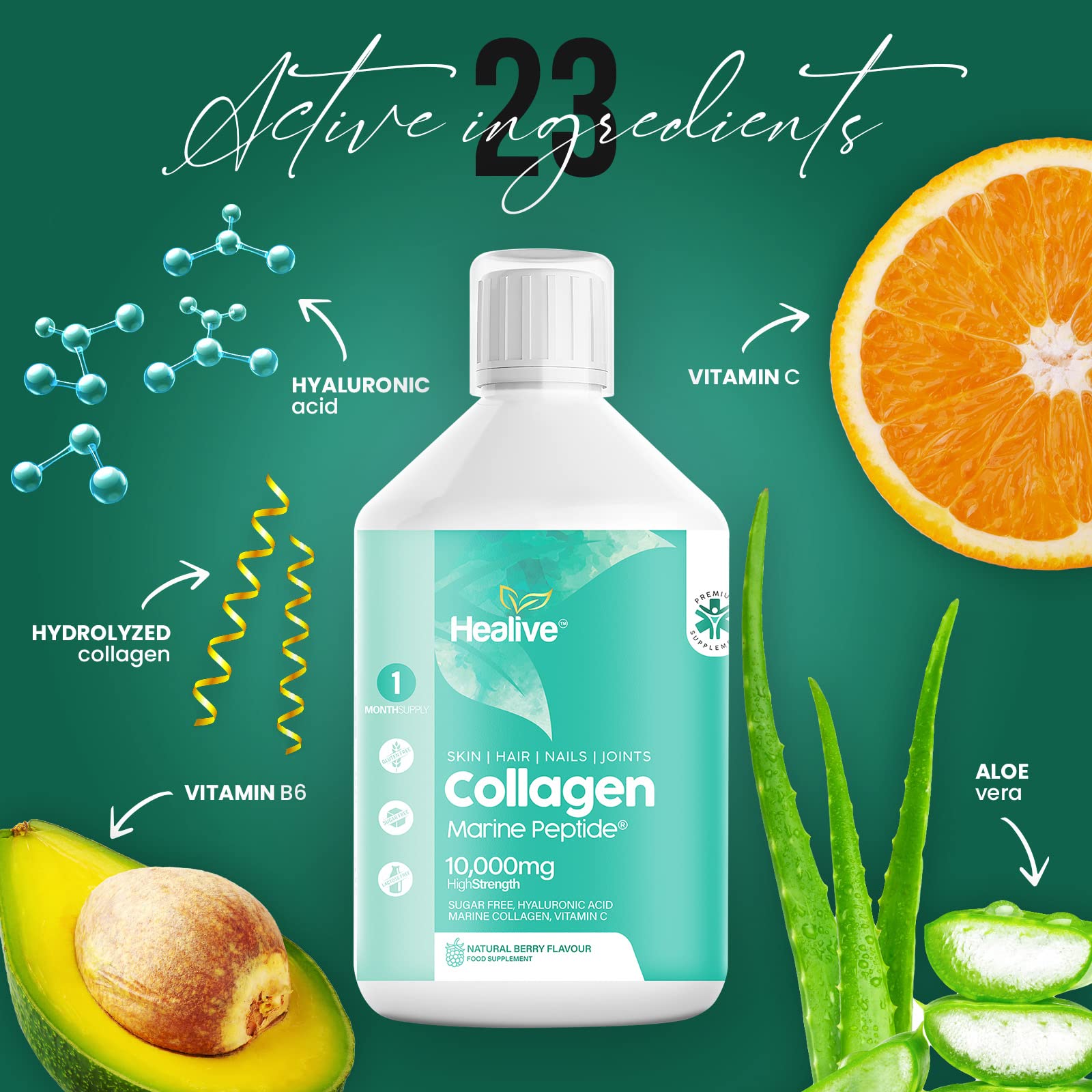 HEALIVE Marine Collagen Peptides - Skin, Hair, Nail & Joint, Support Against Premature Ageing HEALIVE