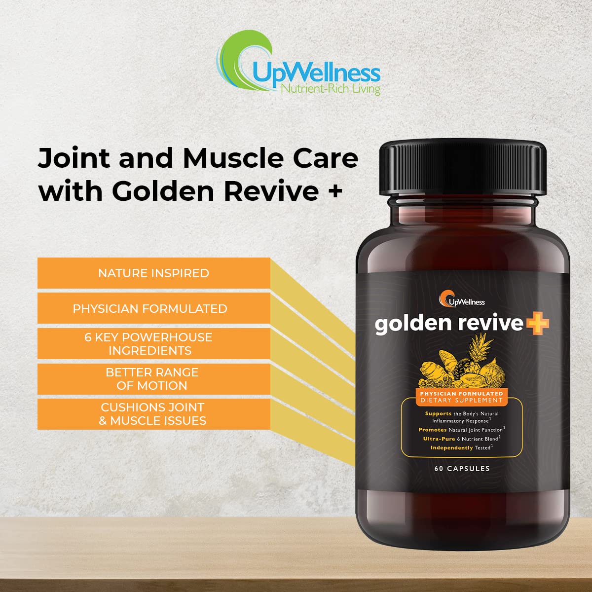 UpWellness Golden Revive + Joint Support with Quercetin, Magnesium, and Turmeric UpWellness Nutrient-Rich Living