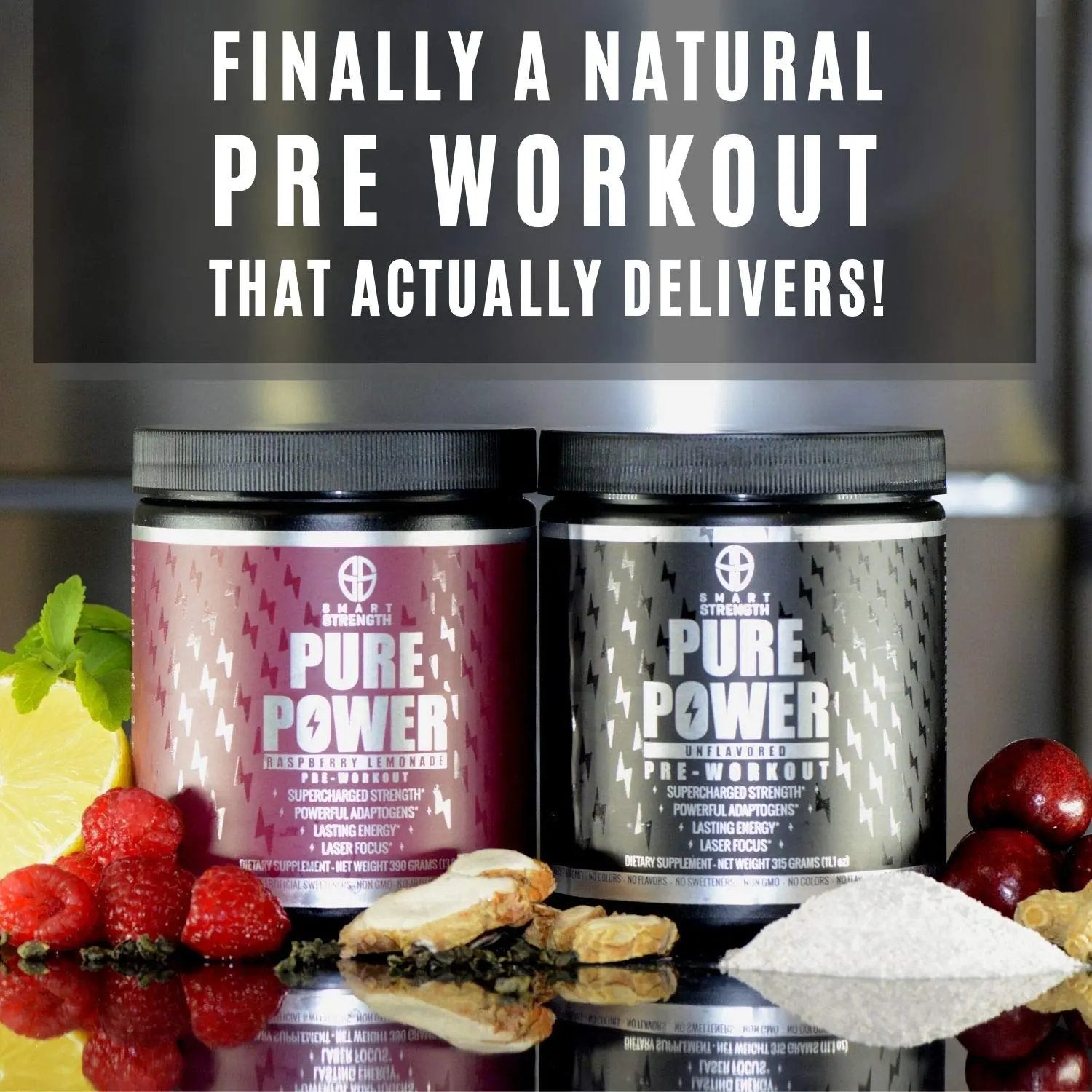 Pre Workout, Best All Natural PreWorkout Supplement. Pure Power, Healthy Pump, Clean, Keto Vegan, Paleo, No Sugar Pre Work Out Powder for Men & Women, Strength & Energy - 315g Unflavored